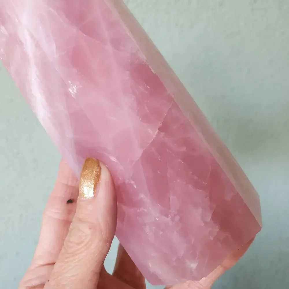 Rose Quartz Deep Dark Pink Flashy Crystal Large Tower 868 grams